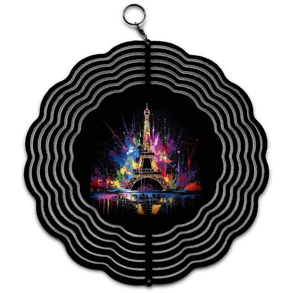 Artistic Eiffel Tower Splash With Colorful Paint Design Wind Spinner - Picture 1 of 3